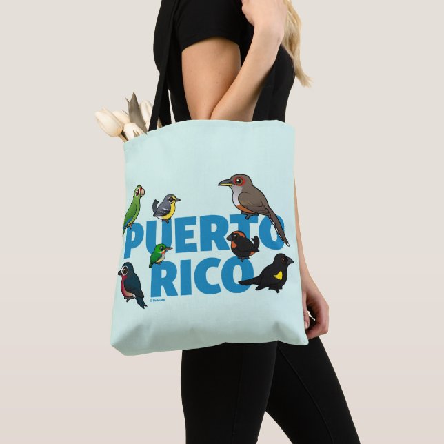 Bolso De Tela Gran hazaña de Puerto Rico. Aves endémicas (Detalle)