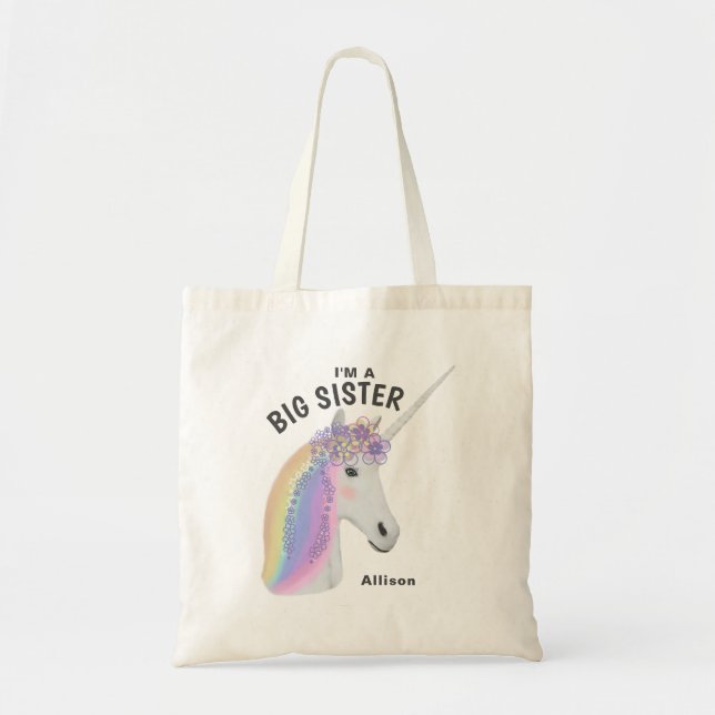 Bolso De Tela Gran Hermana Unicornio Personalizada (Frente)