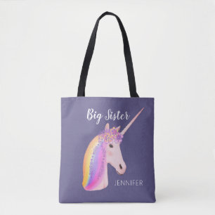 Bolso De Tela Gran Hermana Unicornio Púrpura Arcoiris Personali