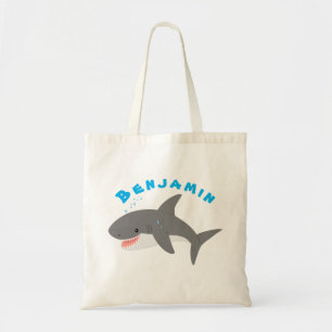 Bolso De Tela Gran ilustracion personalizado feliz de tiburón bl