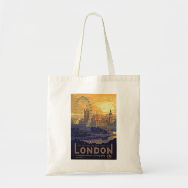 Bolso De Tela Gran Londres Gran Parlamento Thames River (Frente)