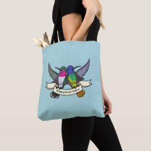 Bolso De Tela Gran Maestro de compras Hummingbirds & Ribbon