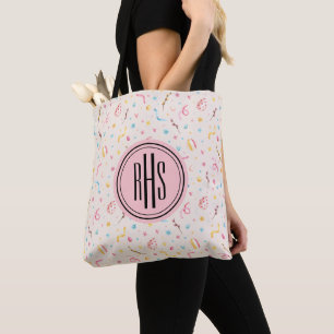 Bolso De Tela Gran monograma sobre el patrón de primavera-Pascua