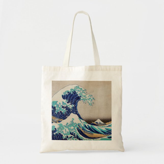 Bolso De Tela Gran Ola de Hokusai en Kanagawa. Arte japonés vint (Frente)