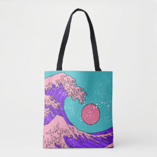 Bolso De Tela Gran ola en estilo de arte pop de vaporwave. Ver e