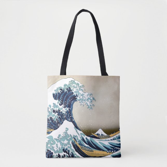 Bolso De Tela Gran onda restaurada de Kanagawa por Hokusai (Anverso)