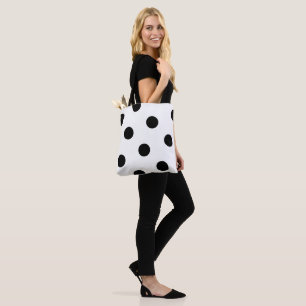 Bolso De Tela Gran patrón de puntos de polka negro - blanco colo