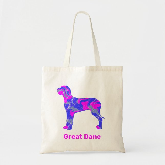 Bolso De Tela Gran Perro Dane Silhouette Crazy Pink caliente (Frente)
