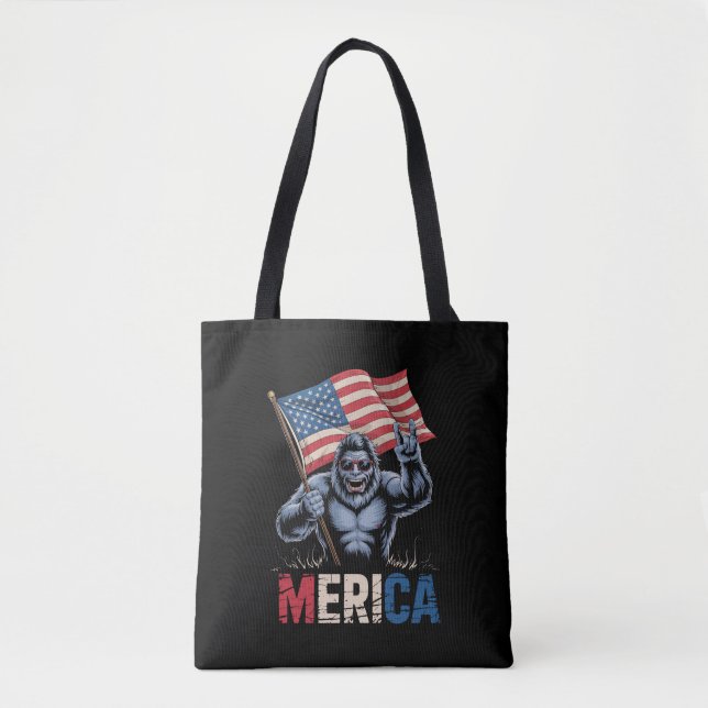 Bolso De Tela Gran pie Merica Rock Bandera Americana Patriótica (Anverso)