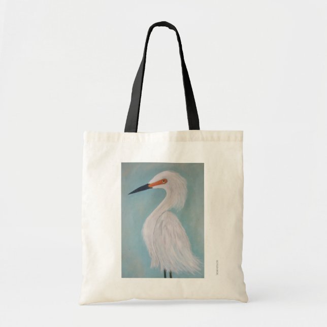 Bolso De Tela Gran pintura blanca del Bello Artes del Egret (Frente)