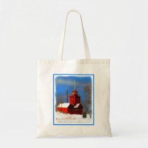 Bolso De Tela Gran pintura de faro rojo - Arte original