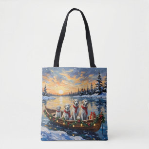 Bolso De Tela Gran Pirineo Barco de Navidad Fiesta