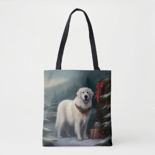 Bolso De Tela Gran Pirineo Perro en Navidad Nieve