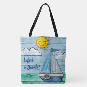 Bolso De Tela Gran playa Tote Bag Driftwood
