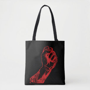 Bolso De Tela Gran Puño Levantado Rojo Desafiante