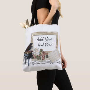 Bolso De Tela Gran Rosa musical de piano Tote