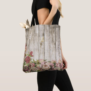 Bolso De Tela Gran tienda de comestibles con flores de bolsitas
