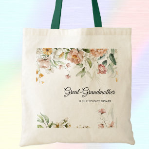 Bolso De Tela Gran Tote Baby Shower de Flores Rosa Blando