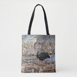 Bolso De Tela Gran Tote de garza azul