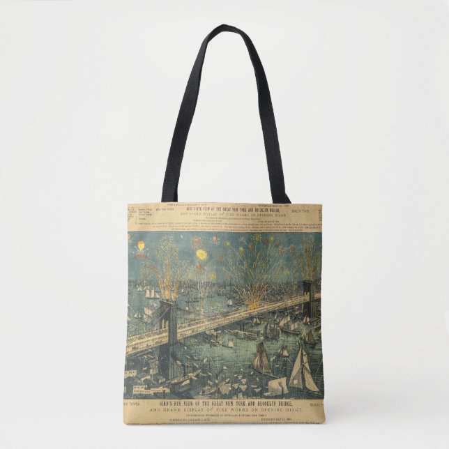 Bolso De Tela Gran Tote inaugural del puente de Brooklyn (Anverso)