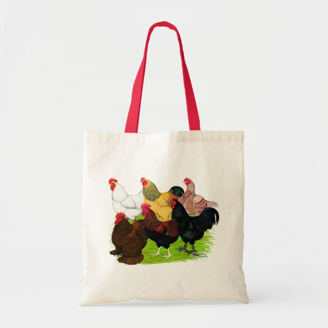 Bolso De Tela Gran variedad de gallos (Frente)
