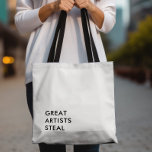 Bolso De Tela Grandes artistas roban blanco y negro<br><div class="desc">Grandes artistas roban una bolsa de té. El diseño minimalista destacará a la multitud. Puede cambiar el color del tipo y agregar su propia redacción.</div>