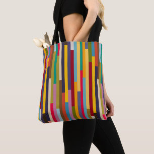 Bolso De Tela Grandes franjas coloridas