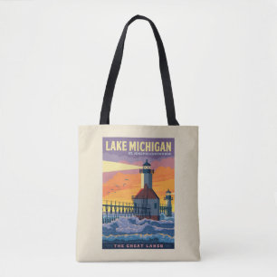 Bolso De Tela Grandes Lagos   Lago Michigan