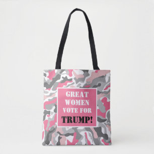Bolso De Tela Grandes mujeres votan por Trump Pink Camo