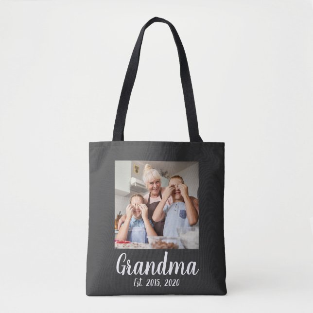 Bolso De Tela Grandma Established White Script Photo (Anverso)