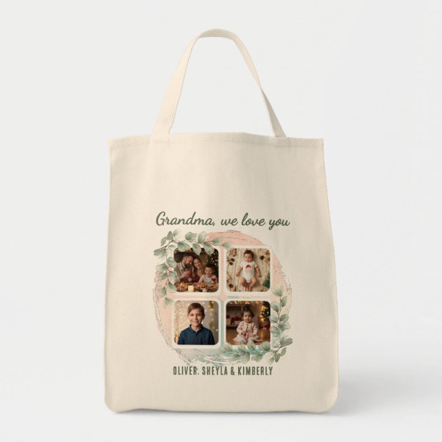 Bolso De Tela Grandma we love you 6 Photo Collage Eucalyptus (Frente)