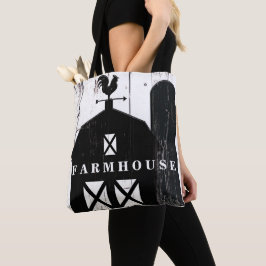 Bolso De Tela Granero negro madera blanca rústica casa de campo