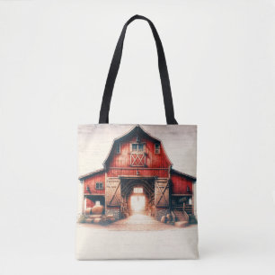 Bolso De Tela Granero Rojo Antiguo Rústico Campestre