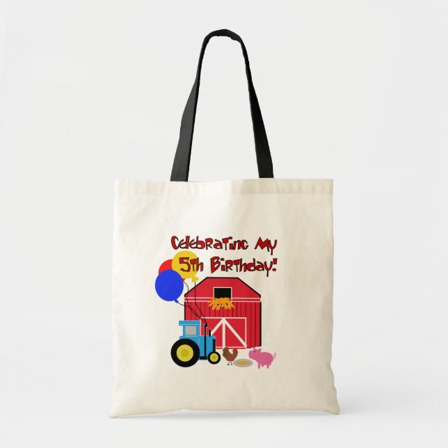 Bolso De Tela Granja 5 camisetas de cumpleaños y regalos (Frente)