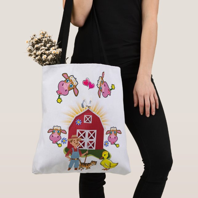 Bolso De Tela Granja de campo blanca Tote Bag (Detalle)