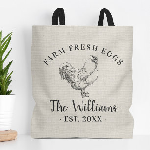 Bolso De Tela Granja de huevos frescos familia Monograma Tote Ba