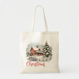 Bolso De Tela Granja de pequeños Navidades de pueblo rústico