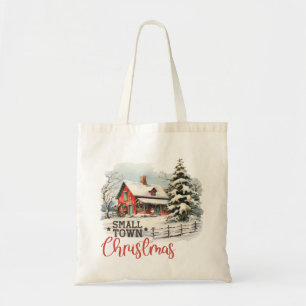 Bolso De Tela Granja de pequeños Navidades de pueblo rústico