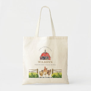 Bolso De Tela Granja de pollo de grano Rojo Acuarela Niños Cumpl