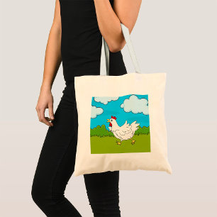 Bolso De Tela Granja de pollos divertidos corriendo animal