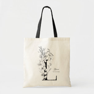 Bolso De Tela Granja orgánica Carta floral L monograma