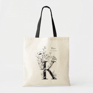 Bolso De Tela Granja orgánica Letra floral monograma K