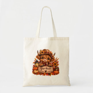Bolso De Tela Granja Personalizada de Vaca de Highland Otoño