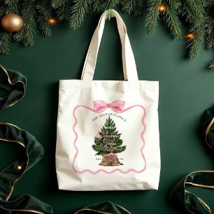 Bolso De Tela Granja Retro Familiar Árboles de Navidad Frescos B