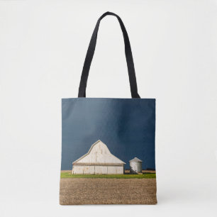 Bolso De Tela Granjas Pabellón Blanco y Silo
