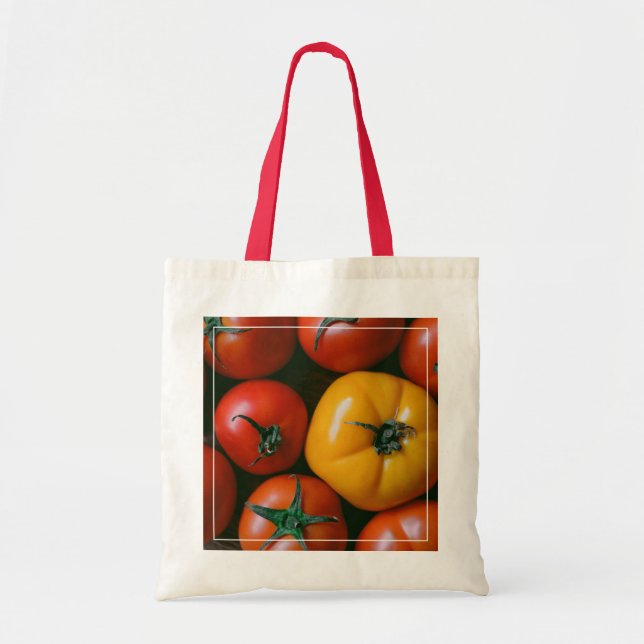 Bolso De Tela Granjas | Tomates rojos y amarillos brillantes (Frente)