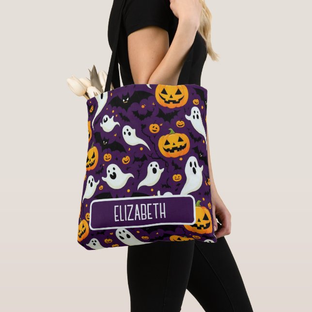 Bolso De Tela Granjero Halloween Bats Calabaza Fantasma Fiesta (Detalle)
