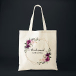 Bolso De Tela Grapa morada Rubor Pink Floral Bridesmaid<br><div class="desc">El elegante y moderno tote floral de verano de dama de honor alberga un ramo de rosas acuáticos en tonos de ciruela morada, rosa polvoriento, salvia con hojas botánicas verdes y eucalipto. Encontrará más diseños y variaciones de mi tienda "blissweddingpaperie". Y no dudes en ponerte en contacto conmigo para seguir...</div>