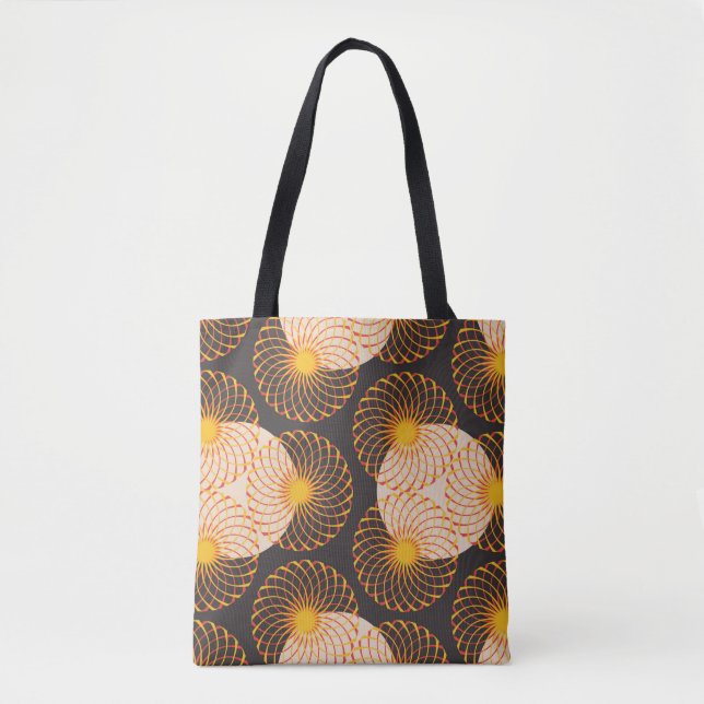 Bolso De Tela graphic floral tracery grid seamless pattern in go (Anverso)