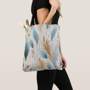 Bolso De Tela Grasa Pampas Azul Y Oro